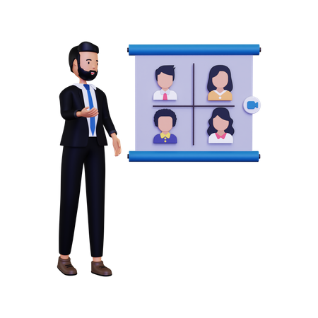 Online business meeting 3D Illustration