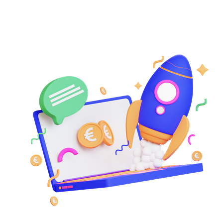 Online Business Startup  3D Icon