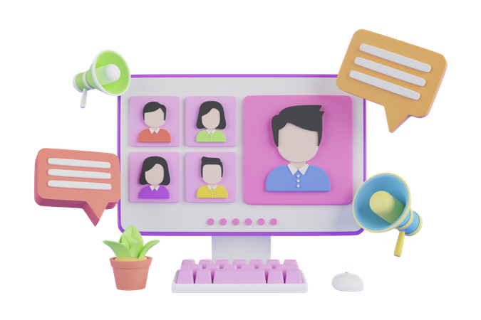 Online business video meeting  3D Icon