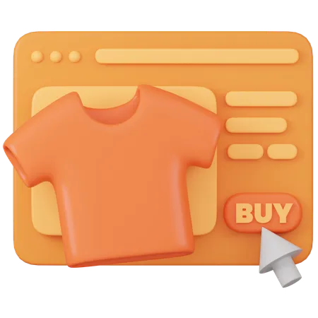 Online Clothing Purchase With Buy Button On Website 3D Icon