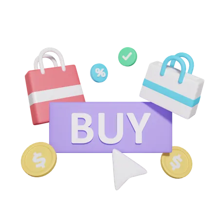 Online Buy Button  3D Icon