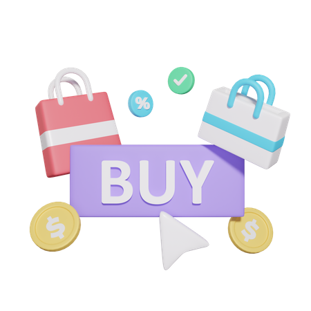 Online Buy Button  3D Icon