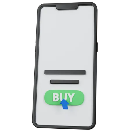 3 D Rendering Black Smartphone With Green Buy Icon Button Isolated 3D Icon