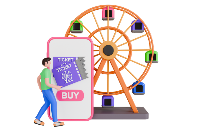 Online Buy Tickets  3D Illustration