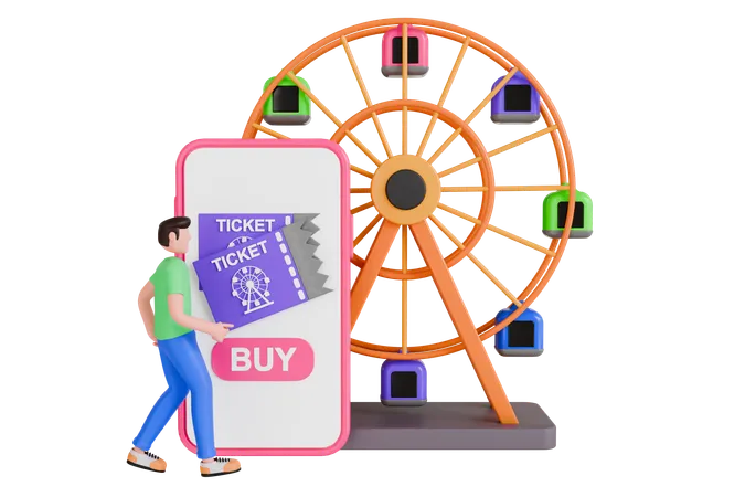 Online Buy Tickets  3D Illustration