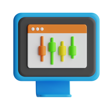 Online-Candlestick-Chart  3D Icon