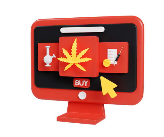 Online Cannabis  3D Icon