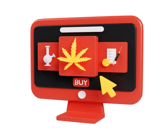 Online Cannabis  3D Icon