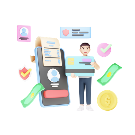 Online card payment  3D Illustration