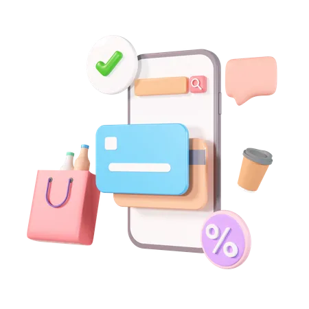 Online Card Payment  3D Illustration