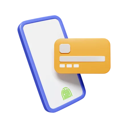 3 D Mobile Contactless Payments Pay Online Concept With Credit Card Green Fingerprint On Smartphone Icon Isolated On White Background 3 D Rendering Illustration Clipping Path 3D Icon