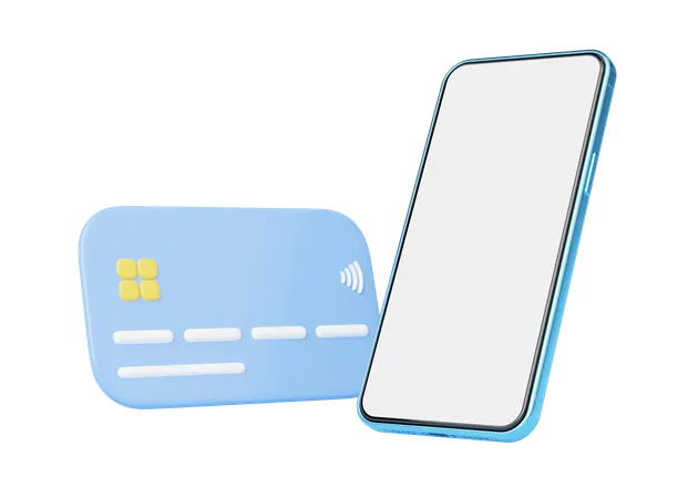 3 D Smartphone And Credit Card Floating On Transparent Saving Wealth Mobile Banking Online Payment Service Phone With Blank White Screen For Money Transfer App Cartoon Business Minimal Render 3D Icon