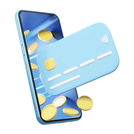 3 D Credit Card Money Coin Flew Out Phone On Transparent Mobile Banking Online Payment Service Virtual Card Business Financial Concept Smartphone Money Transfer Cartoon Icon Smooth 3 D Render 3D Icon