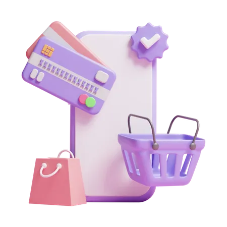 Ecomerce Shopping Or Online Shopping Concept 3D Icon