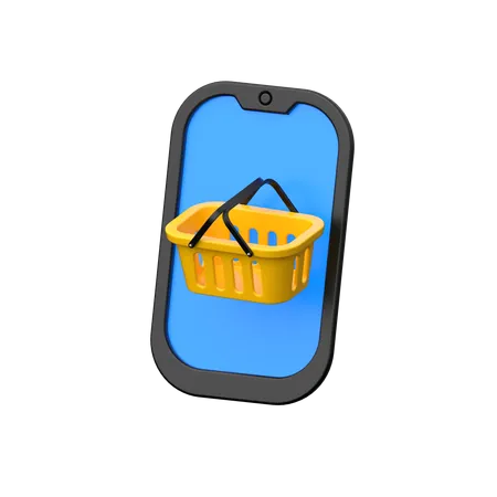 Online cart option on mobile.  3D Icon