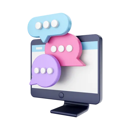 Online Chatting 3D Illustration