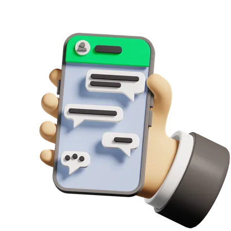 Hand Holding Phone For Chatting 3 D Illustration 3D Illustration