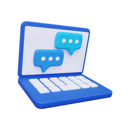 Online chatting on laptop  3D Icon