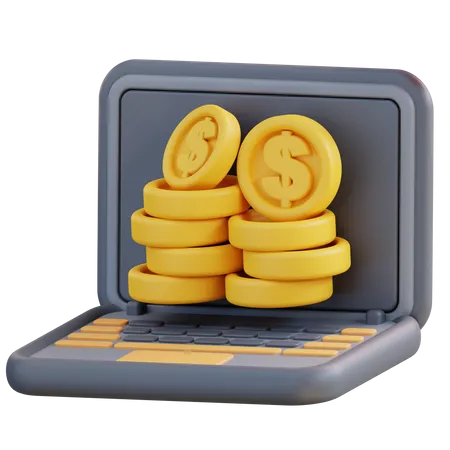3 D Illustration Laptop Check Dollar Balance 3D Icon