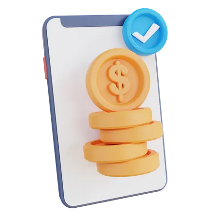3 D Illustration Financial Check On Mobile 3D Icon