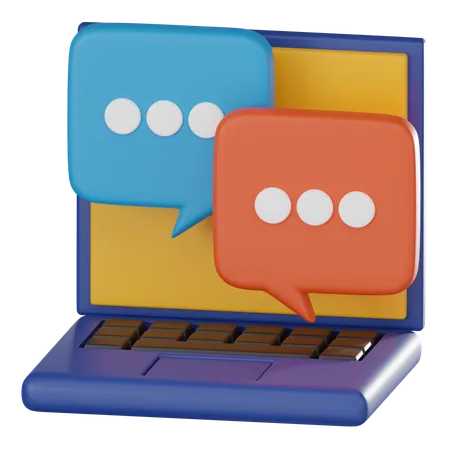 Laptop And A Bubble Chat 3 D Icon Ideal For Depicting The Essence Of Online Communication And Social Networking 3 D Render Illustration 3D Icon