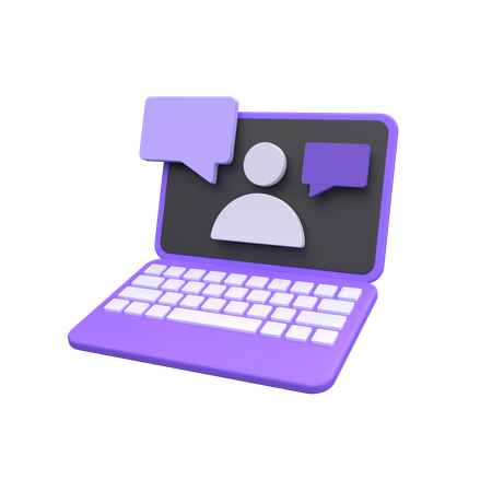 Online Class On Laptop  3D Icon