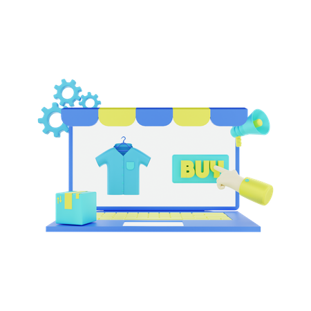 Online Cloth Shopping  3D Illustration