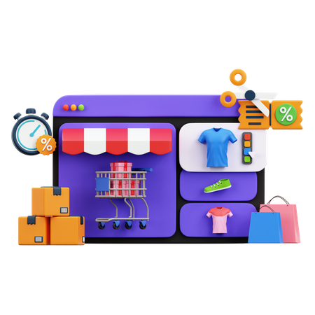 Online Clothes Shopping  3D Icon