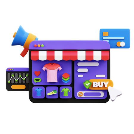 Online Clothes Shopping  3D Icon