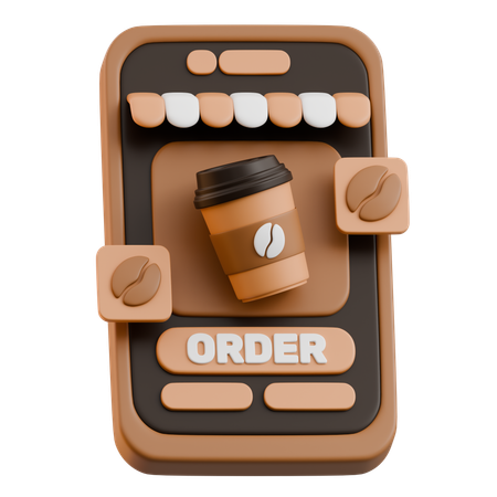 Online Coffee Order  3D Icon