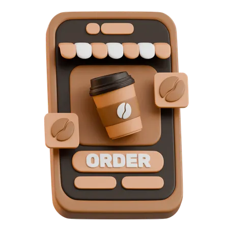 Online Coffee Order  3D Icon