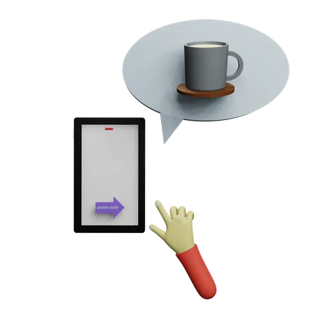 Online Coffee Order  3D Icon