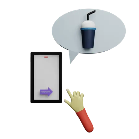 Online drink Order  3D Icon