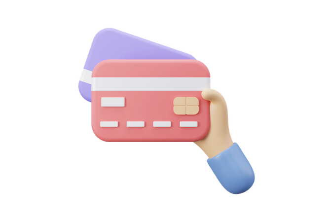 Online credit cart with hand  3D Icon