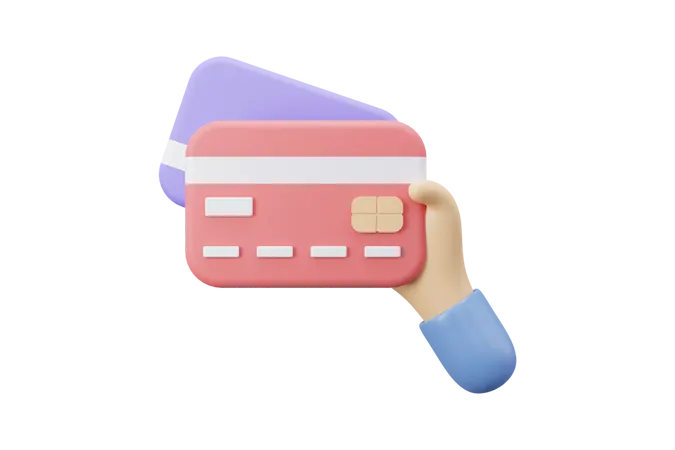 Online credit cart with hand  3D Icon