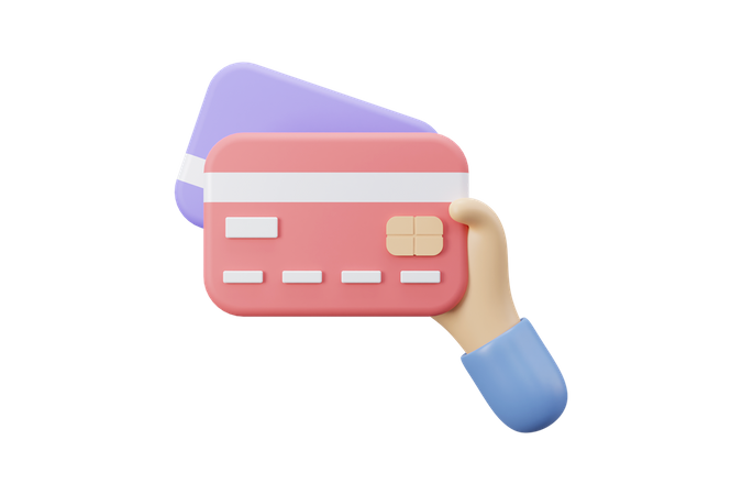 Online credit cart with hand  3D Icon