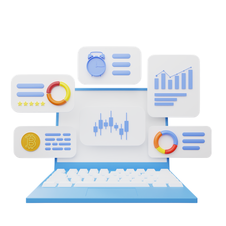 Online crypto market analysis  3D Illustration