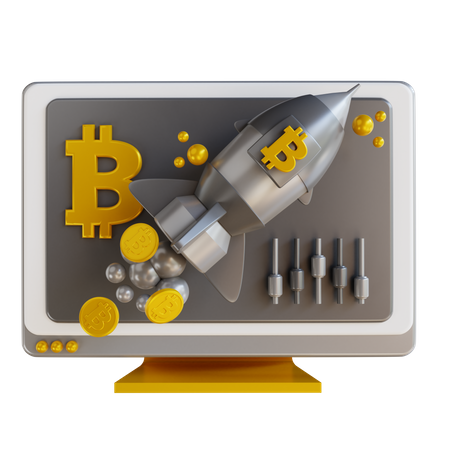 Online Crypto Startup And Chart  3D Icon