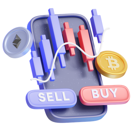 Online crypto trading  3D Icon