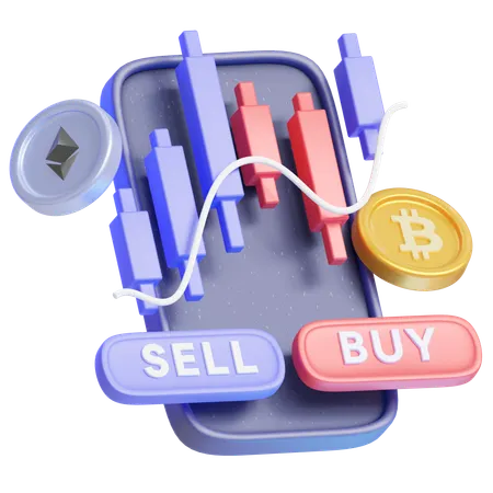 Online crypto trading  3D Icon