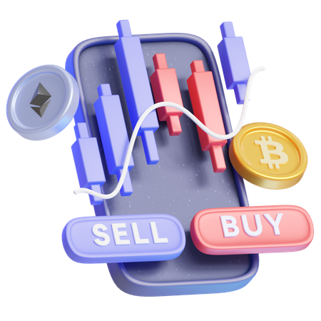 Online crypto trading  3D Icon
