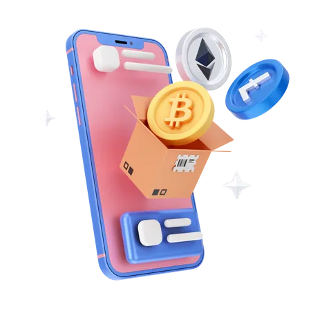 Online Cryptocurrency  3D Icon