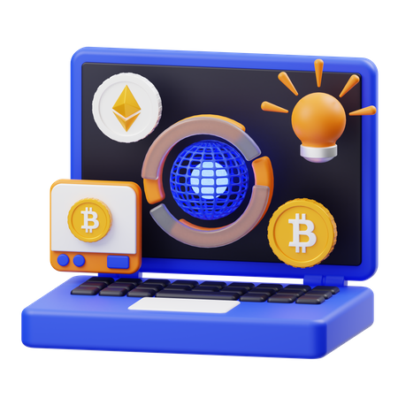 Online Cryptocurrency Trading  3D Icon