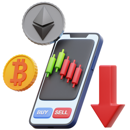 Online Cryptocurrency Trading  3D Icon