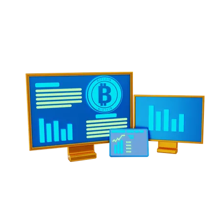 Online Cryptocurrency Trading  3D Illustration