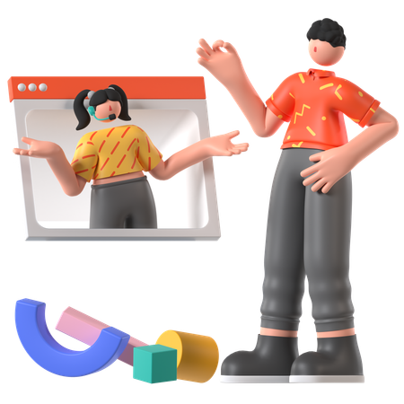 Online Customer Service  3D Illustration