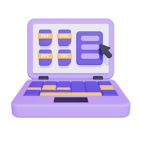 Online Data Documentation on Laptop  3D Icon