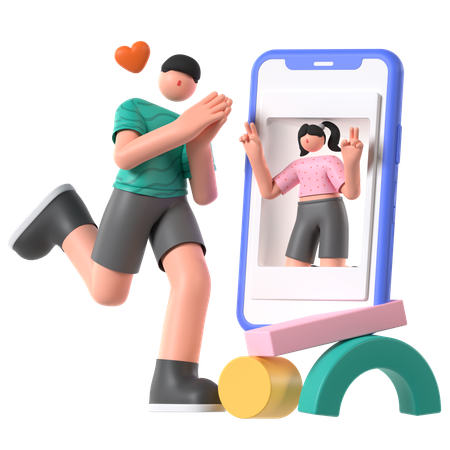 Online-Dating-App  3D Illustration