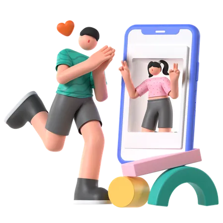 Online-Dating-App  3D Illustration