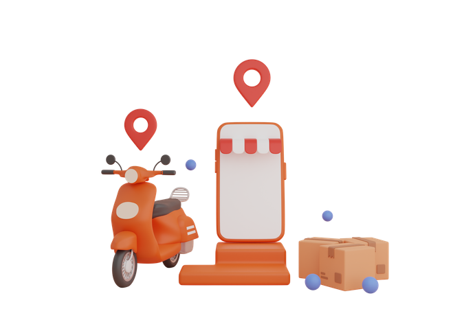 Online Delivery location tracking  3D Illustration